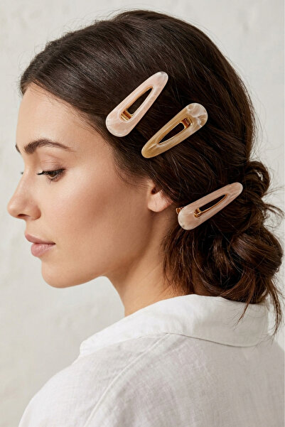 PETEK AKSESUAR Καρφίτσα μαλλιών 3 τεμαχίων Bone Collet 7 εκ.