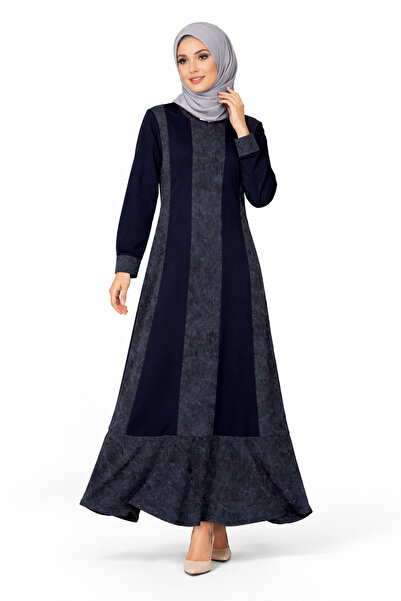 Mutlu City Women's Middle-Aged Patterned Mother's Combed Cotton Dress 4315