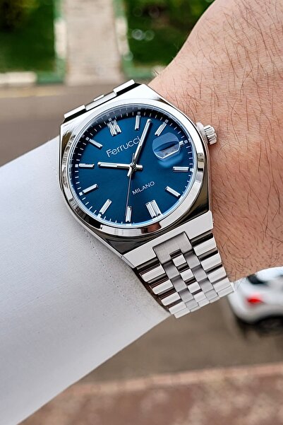 Ferrucci Dial Blue Cord Silver Color 40 mm Men's Wristwatch