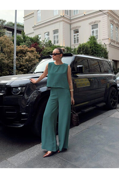 Butik Women's wide leg pant and blouse aerobin fabric two-piece set