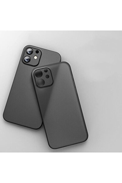 HyperAge İphone 11 Uyumlu Ultra Ince Kılıf Mat Yüzeyli Kirlenmez Kamera Korumalı KapakYarı Şeffaf Siyah