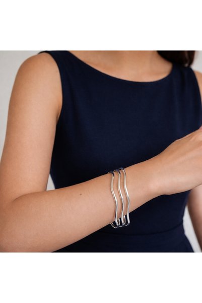 nerora Anti-Tarnish Steel Silver 3-Piece Zigzag Ajda
