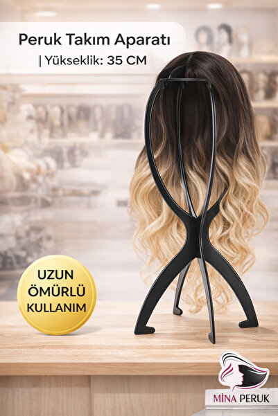 Mina Peruk SİYAH - Profesyonel Peruk Takım Aparatı 35 CM / Uzun Ömürlü Kullanım