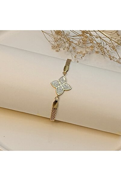 Haziran إكسسوار سلسلة من الخيزران، تمثال برسيم لؤلؤي مع حجر الزركون في المنتص...