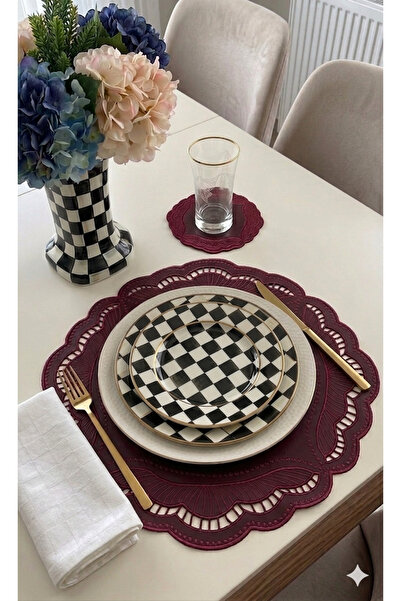 İNCİ ÇEYİZ 1 Piece of Faux Leather with Double-Sided Use and Embroidered Deta...