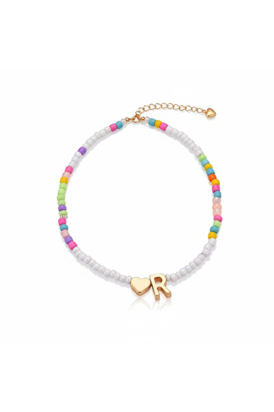 Pursehuit Colier auriu, cu mărgele colorate, litera R C2