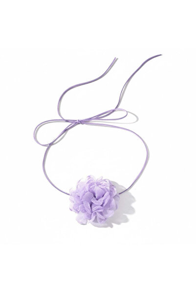 Pursehuit Colier tip choker, mov, cu floare, Bell C15