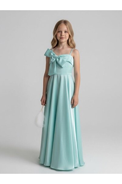 Zekids Βραδινό φόρεμα για κορίτσι με γυαλιστερό υφασμάτινο φιόγκο με λεπτομέρ...