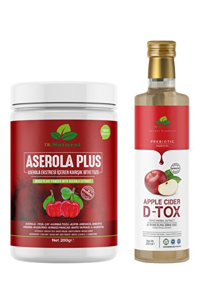 DRNATURAL Aserola Karışık Bitki Tozu 150 Gr. ve Elma Özlü Detox Prebiyotik Si...