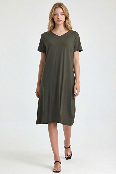 bacc Χακί Πλεκτό Φόρεμα από Βισκόζη