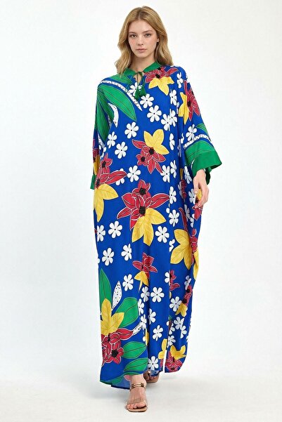 loia Γυναικείο φόρεμα με στάμπα Saks, μάξι μήκους, υφαντό από βισκόν, κομψό φ...