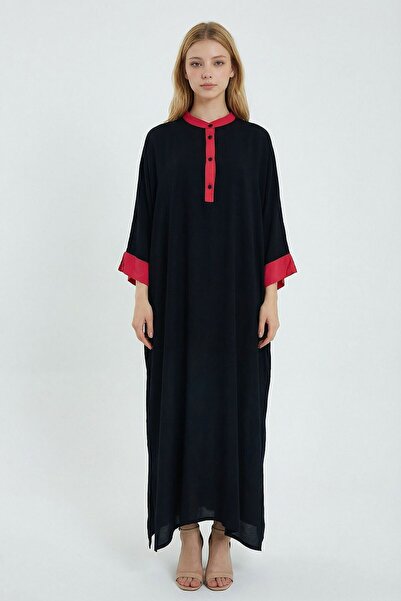 loia Γυναικείο μαύρο χρωματικό μπλοκ μακρύ φόρεμα με υφαντό ύφασμα, κομψό και...