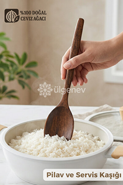 Ülgenev 1 Adet %100 Doğal Ceviz Ağacı El Yapımı Mutfak Kaşığı | 30 CM | Doğal...