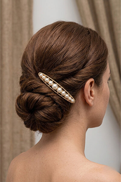 PETEK AKSESUAR مشبك شعر أوتوماتيكي مزين باللؤلؤ