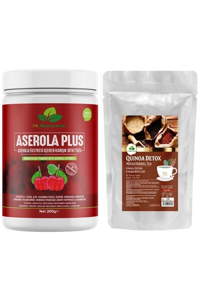 DRNATURAL Aserola Plus Bitki Tozu 150 Gr. ve Kinoa Bitki Çayı 30 Süzen Poşet