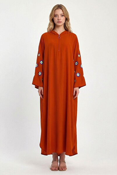 loia Women's Red Hooded Embroidered Knitted Viscon Stylish Dress L26-Bcvl-25981