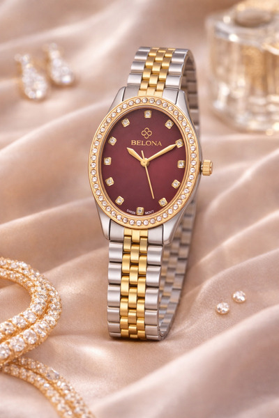 belona Luxury Women's Waterproof Stainless Steel Watch, Premium Gift Box Edition