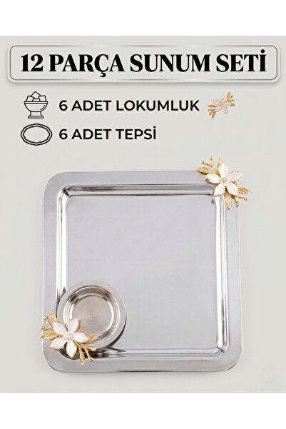 Maglor طقم تقديم مربع فاخر مكون من 12 قطعة مع إكسسوارات على شكل زهرة الأقحوان...