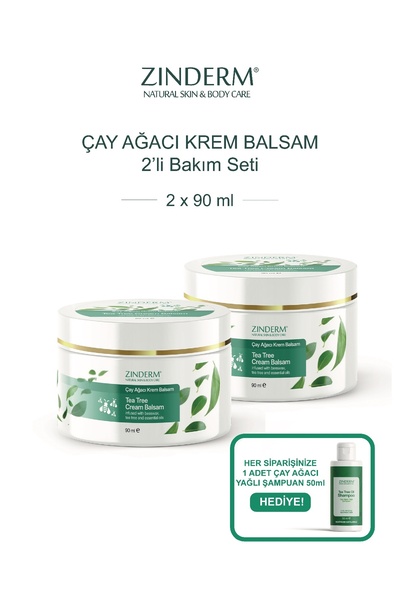 zinderm Çay Ağacı Yağı Kremi, Balsamı (2 Adet X 90 ml)