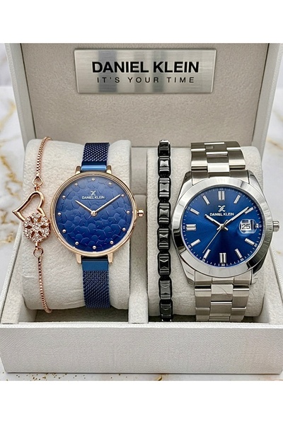 Daniel Klein Erkek kadın Çelik Bilezik 2 li Sevgili Kol Saati-BİLEKLİK HEDİYE