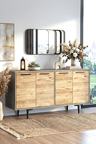 Yurudesign Mels Konsol 4 Kapaklı 138cm Çam-beton Ms4-ag