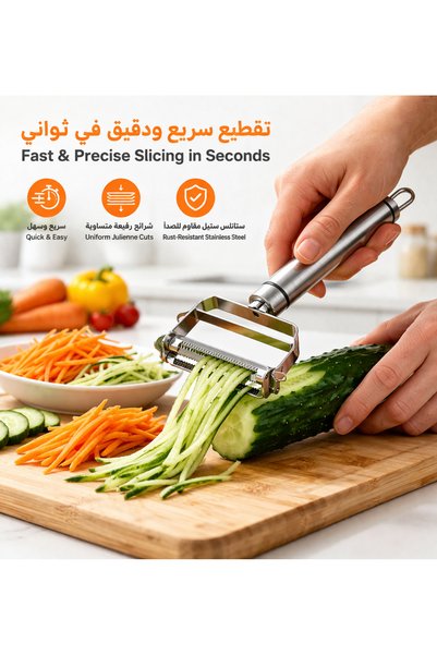 Generic Stainless Steel Vegetable Peeler 2 Pieces - Potato and Carrot Peeler with Julienne Slicer