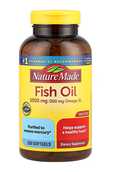 Nature Made Fish Oil Omega 3, 1000mg Softgels, Omega 3 Fish Oil for Healthy H...