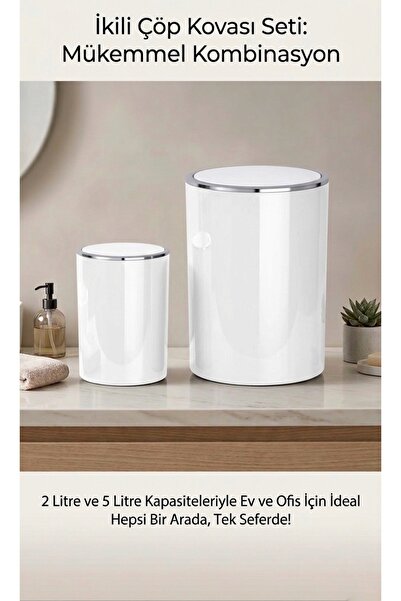 Saban 2'li Beyaz, Çöp Kovası 5 Litre Ve 2 Litre - İnca Model