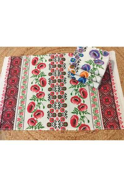 OEM Set of 4 kitchen towels, 100% cotton, 40 x 60 cm, Floral pattern