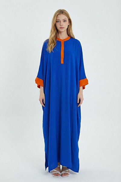 bacc Γυναικείο φόρεμα Saks Color Blocked μακρύ φαρδύ υφαντό φόρεμα Bcvl-24949