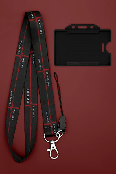 Apptakı Kırmızı Kalp Atışı Ekg Boyun İpi Boyun Askı İpi Boyun Askısı ve Kartl...