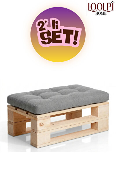 Loolpi Home Doğal Ahşap Palet Koltuk Ve Minder Set