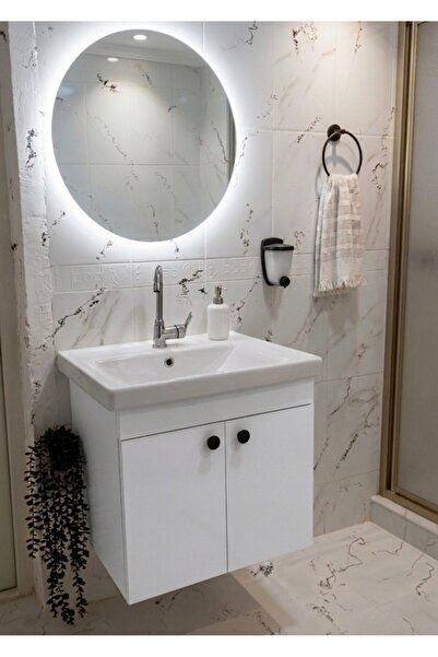 MatBeyaZ Banyo lavabo altı dolap banyo dolabı 54cm MDF malzeme lavabo üstü 60...