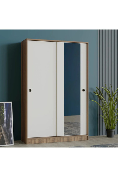 Abre VM-300 CEVİZ BEYAZ SÜRGÜ KAPAKLI PORTMANTO