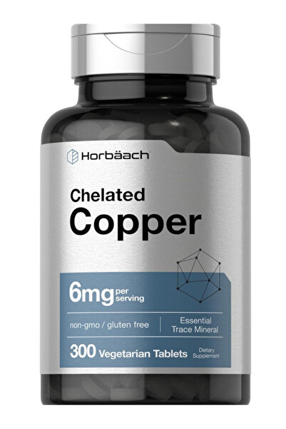 Horbäach Supplements Chelated Copper 6mg 300 Tablets Essential Trace Mineral ...