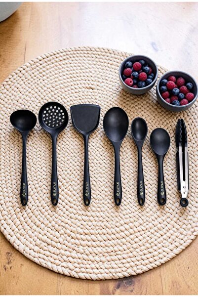 elfnur طقم أدوات مطبخ من السيليكون مكون من 7 قطع، مقاوم للحريق، غير قابل للال...