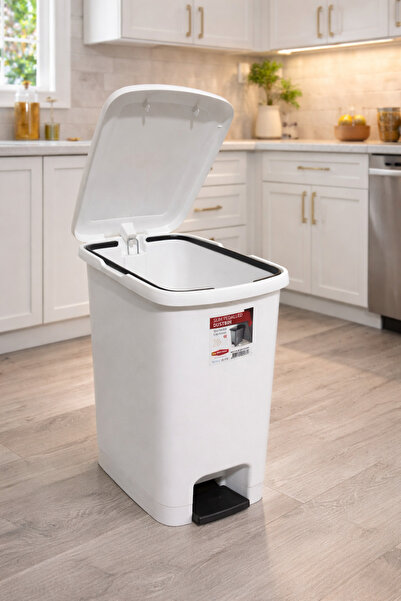 Store 40 Litre Pedallı Beyaz Banyo Mutfak Çöp Kovası Beyaz Kapaklı Slim Pedal...