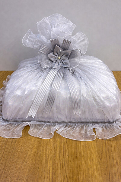 AYHANHOME Saten Bohça İşleme Güllü Bohça Süslü Söz Nişan Hurcu Çeyizlik 50x40