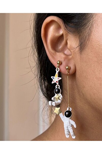 KARE ACCESORIES Asymmetric Astronaut and Star Figured Dangle Earrings