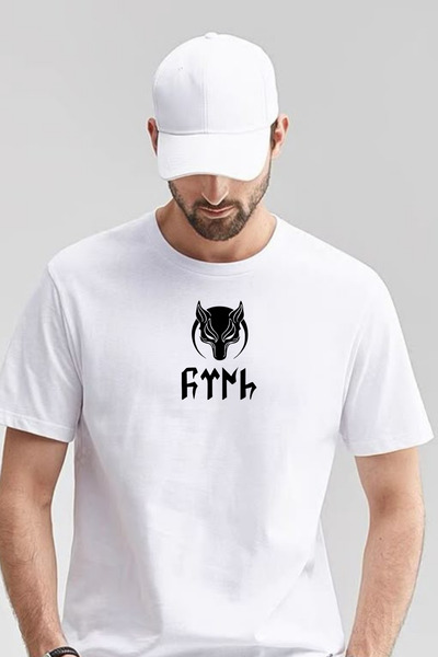 Etoile Studio Göktürk Tişört t-Shirt Beyaz Siyah Göktürk Atny Baskılı GÖKTÜRK