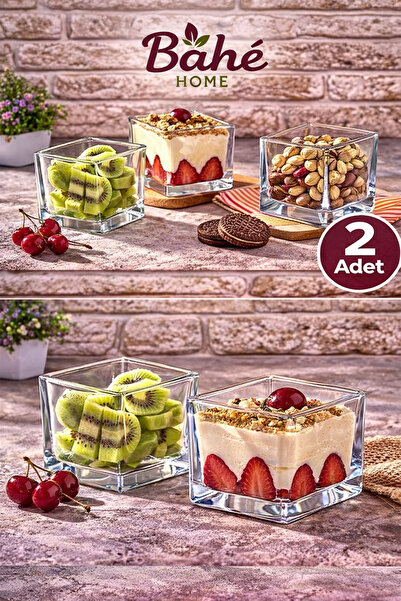 bahe home El yapımı Cam Kare Magnolya Tatlı Kasesi Şık Sunum, Sağlam Cam, Mük...