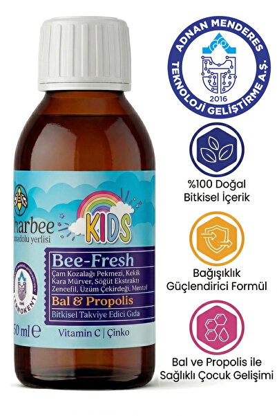 Har-Bee Bee-Fresh Kids Çocuklar İçin Propolisli Şurup - Bal, Kara Mürver, C V...