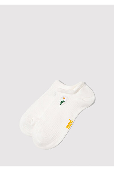 Mavi Флорално бродирани екрю балерински чорапи 1913776-20843