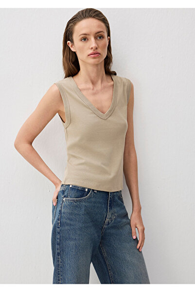 Mavi Kahverengi V Yaka Kolsuz Bluz 1613248-80656