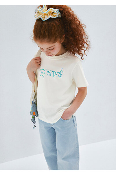 Mavi Тениска екрю с щампа на котка с лого, стандартна кройка 7610338-70057