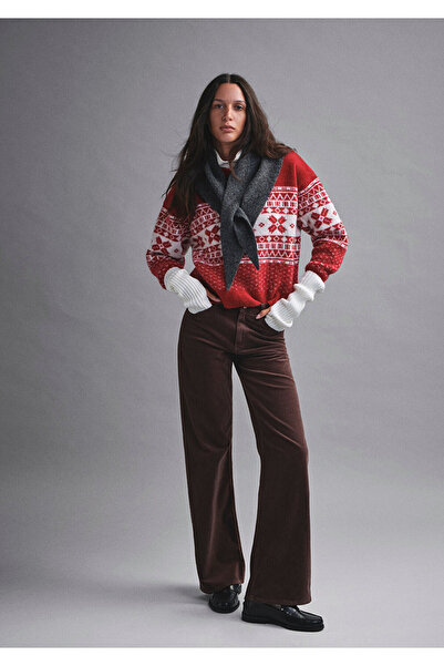 Mavi Jacquard-Pullover in Rot, lockere Passform / bequemer Schnitt 1710869-70057