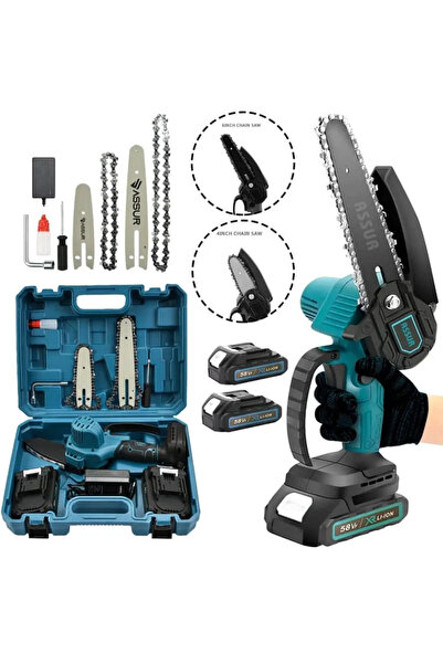 Genel Markalar Şarjlı Çift Bataryalı Dal Budama Testeresi Mavi ASSUR