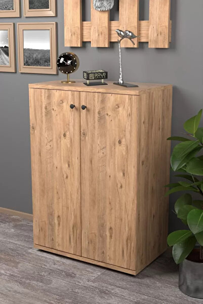 Kanonik Education Ayakkabılık Çok Amaçlı Ayakkabı Dolabı 5 Raflı 2 Kapaklı Ceviz