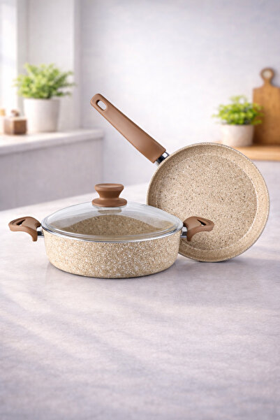 LAVONNI طقم أواني طهي من الجرانيت مكون من 3 قطع من دييز، لون كريمي