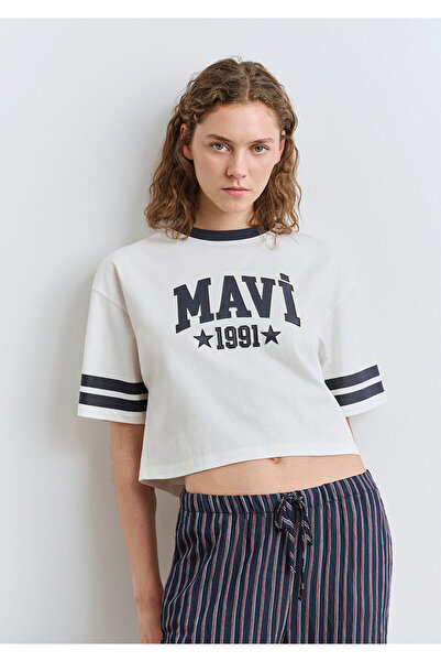 Mavi Μπλουζάκι με λογότυπο εκρού Regular Fit / Normal Cut 1613376-70057